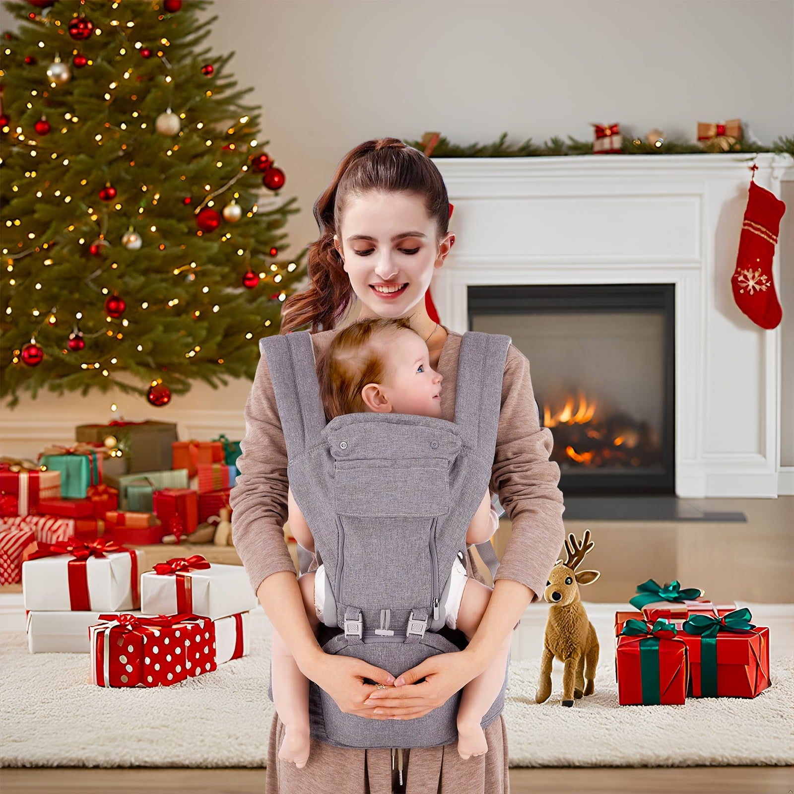 Baby Carrier Newborn to Toddler: Ergonomic M Position 9-In-1 Ways to Carry Baby Carrier Backpack with Head Hood for 3-36 Months 7-40Lbs Baby | Advanced Hip Seat Carrier for All Seasons In/Outdoor