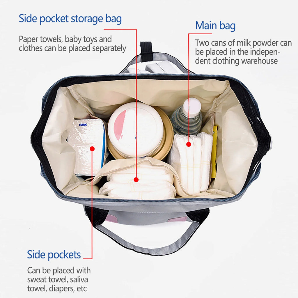 Mommy Oxford Cloth Large Diaper Bags with Insulated Pockets, Pink