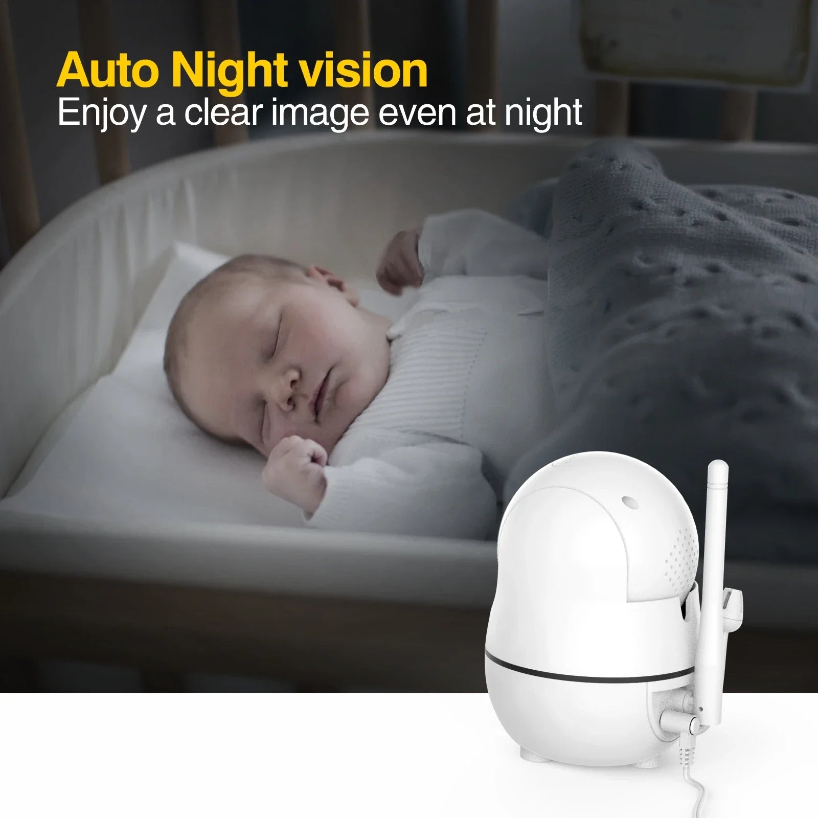 7" HD Split Screen Video Baby Monitor No Wifi, Baby Camera Monitor, Hack Proof, Remote Zoom/Pan/Tilt, 4000Mah Battery