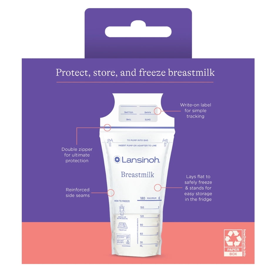 Breastmilk Storage Bags, 100 Count, Fast Freeze & Thaw, Breastfeeding Essentials, 6 Oz