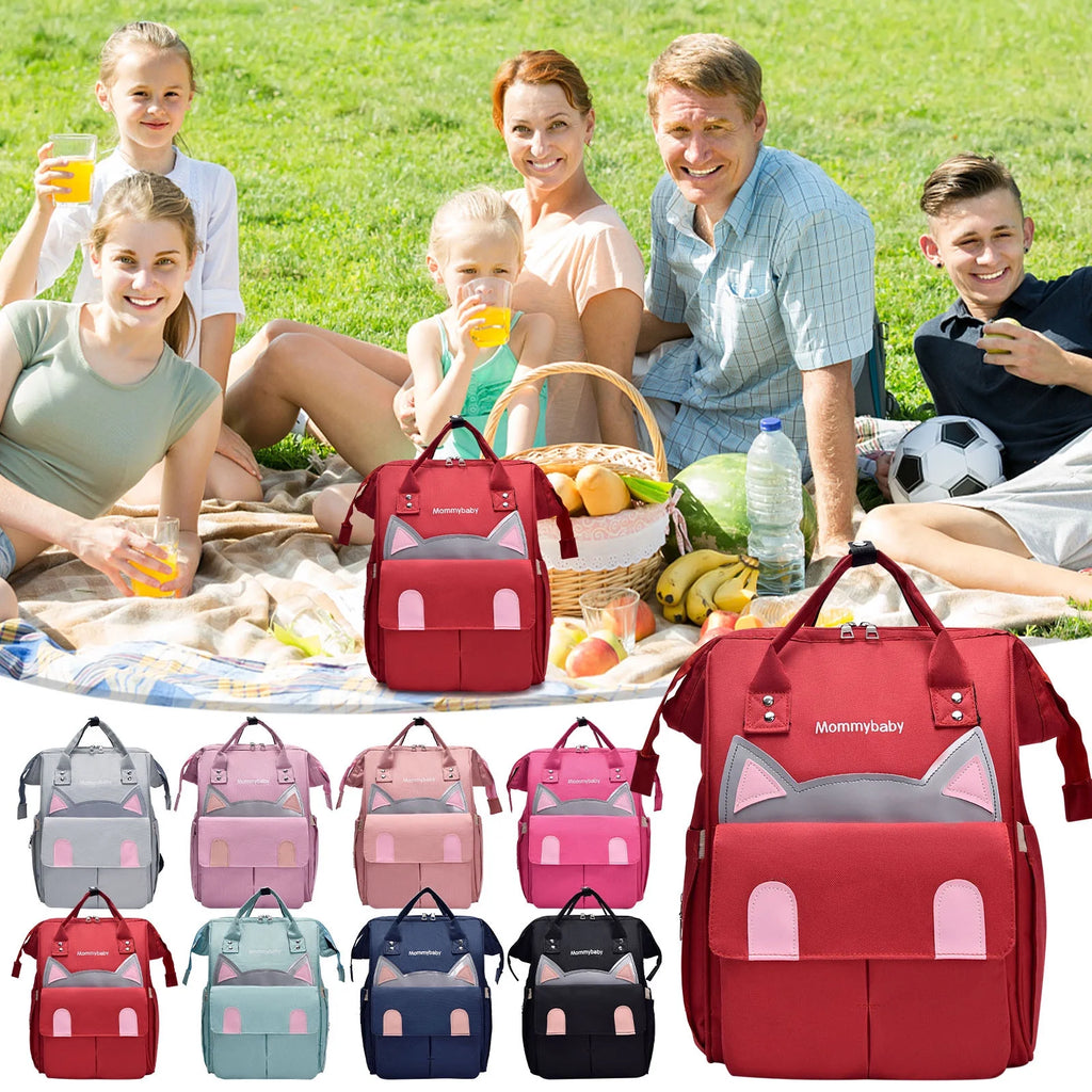 Mommy Oxford Cloth Large Diaper Bags with Insulated Pockets, Pink