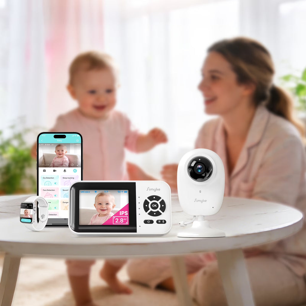 Smart Video Baby Monitor, 2.8" Display & 1080P Camera, Wifi/No Wifi Modes, Cry Detection, 2-Way Talk, VOX, 2500Mah Battery, Family Sharing