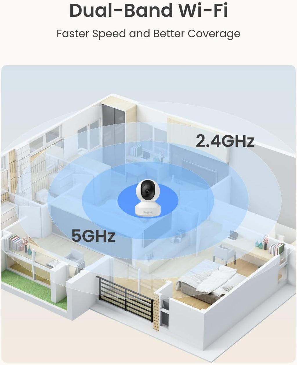 REOLINK E1 Pro 3K PT Wi-Fi Indoor Camera for Baby & Pet Monitoring, Auto Tracking, 5MP Night Vision Enhanced by F1.6 Aperture, Person/Pet/Baby Crying Detection, 2.4/5Ghz Wi-Fi, Two-Way Audio