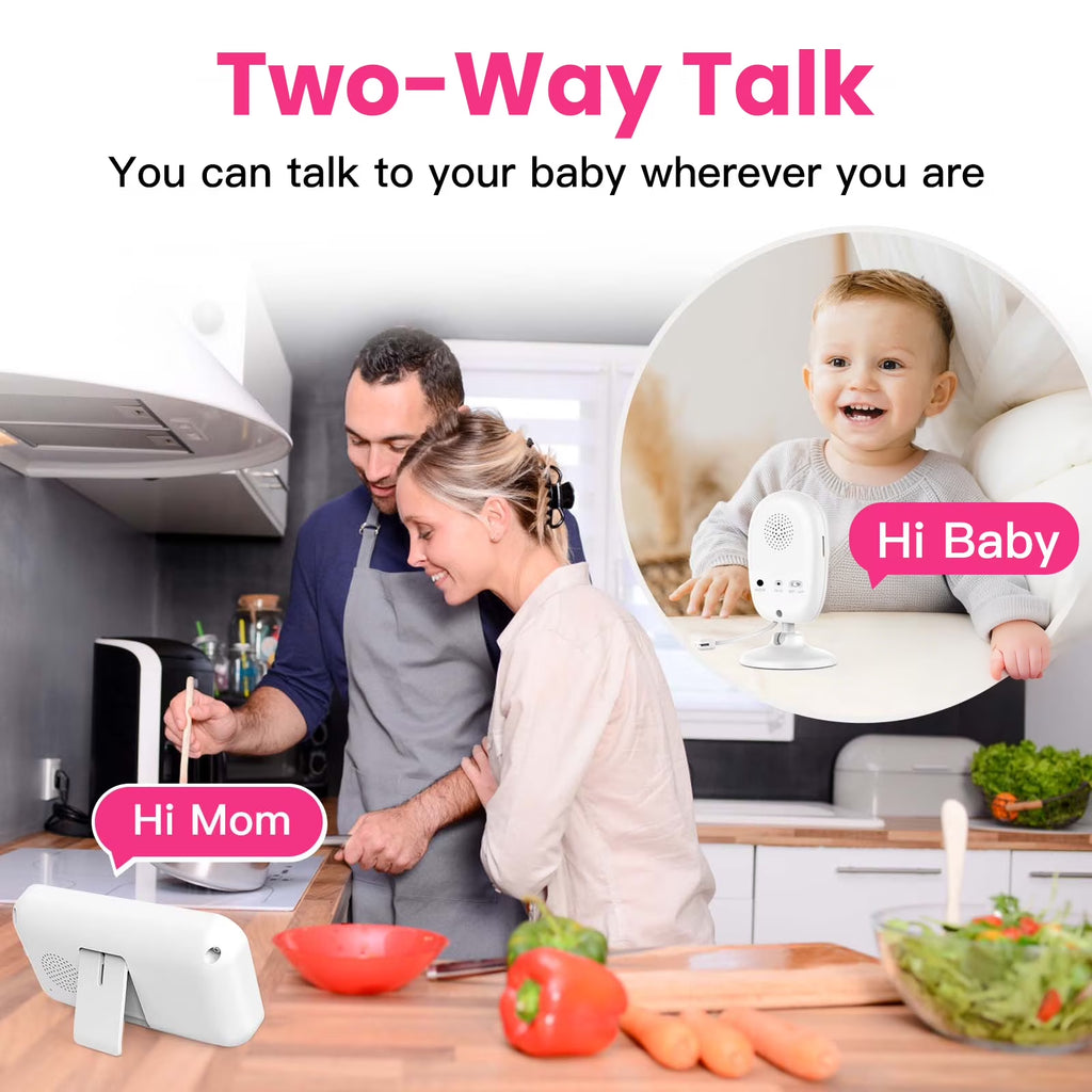 Smart Video Baby Monitor, 2.8" Display & 1080P Camera, Wifi/No Wifi Modes, Cry Detection, 2-Way Talk, VOX, 2500Mah Battery, Family Sharing