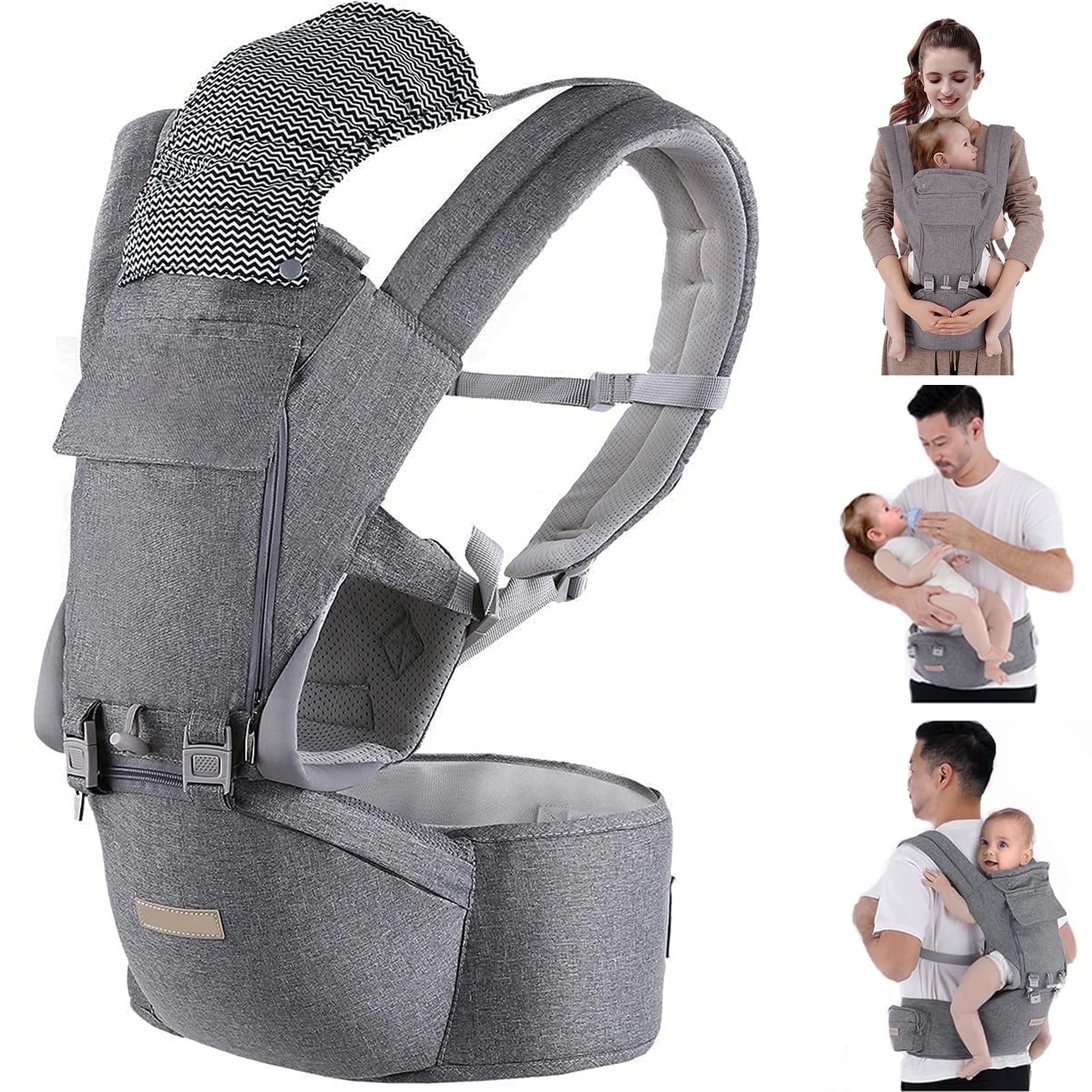 Baby Carrier Newborn to Toddler: Ergonomic M Position 9-In-1 Ways to Carry Baby Carrier Backpack with Head Hood for 3-36 Months 7-40Lbs Baby | Advanced Hip Seat Carrier for All Seasons In/Outdoor