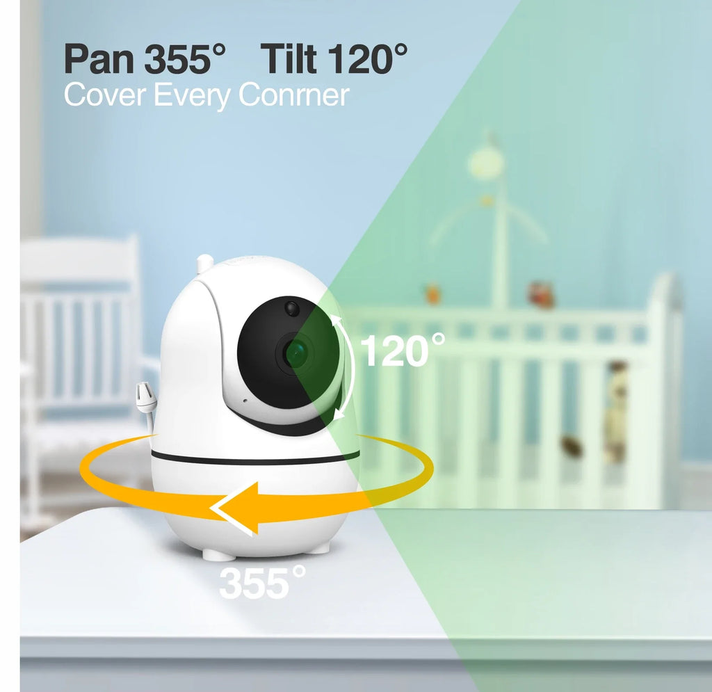 7" HD Split Screen Video Baby Monitor No Wifi, Baby Camera Monitor, Hack Proof, Remote Zoom/Pan/Tilt, 4000Mah Battery