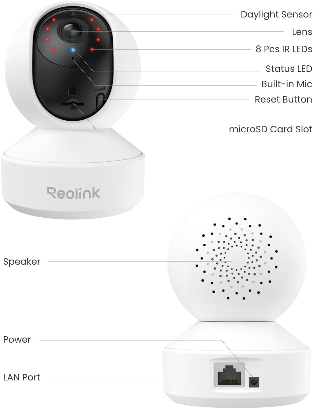 REOLINK E1 Pro 3K PT Wi-Fi Indoor Camera for Baby & Pet Monitoring, Auto Tracking, 5MP Night Vision Enhanced by F1.6 Aperture, Person/Pet/Baby Crying Detection, 2.4/5Ghz Wi-Fi, Two-Way Audio