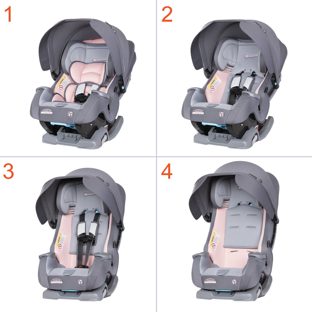 Cover Me 4 in 1 Convertible Car Seat W/Canopy, Desert Pink