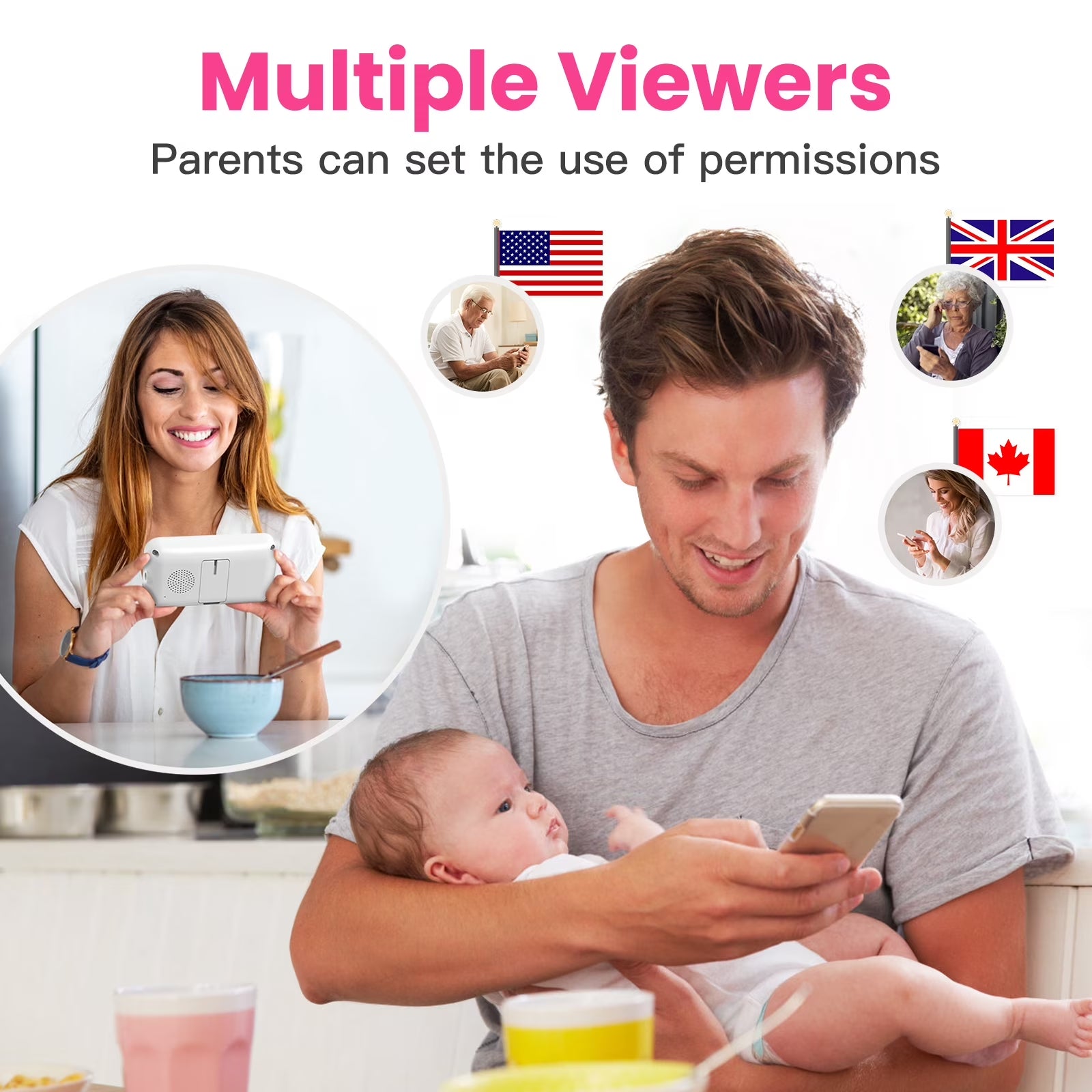 Smart Video Baby Monitor, 2.8" Display & 1080P Camera, Wifi/No Wifi Modes, Cry Detection, 2-Way Talk, VOX, 2500Mah Battery, Family Sharing
